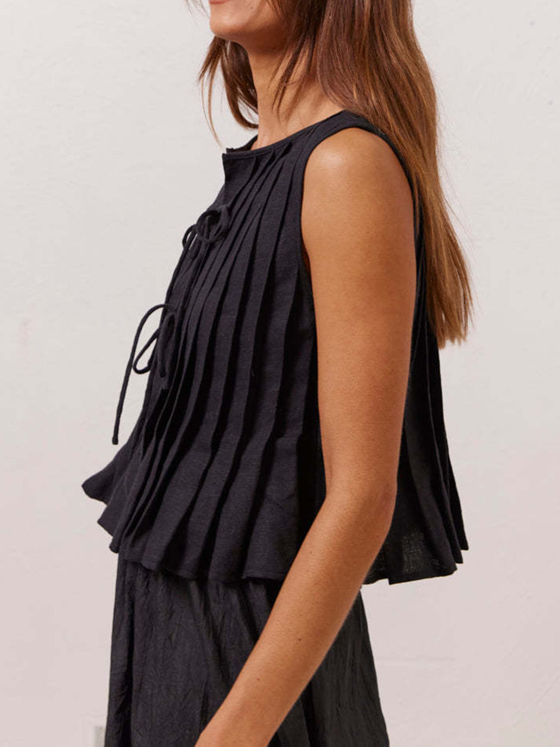 The Holly Pleated Tied Round Neck Vest