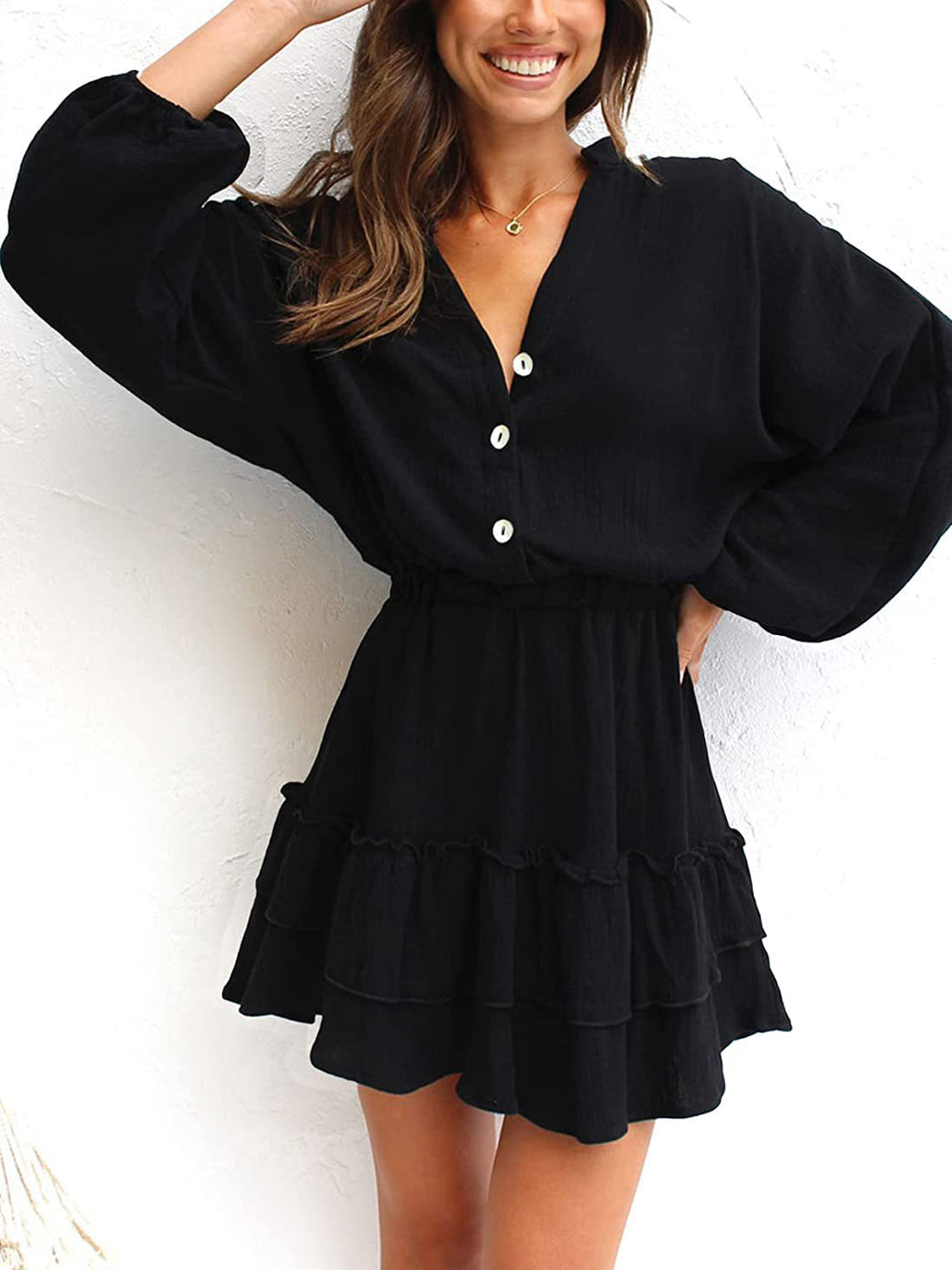 The Melanie Balloon Sleeve Mini Dress