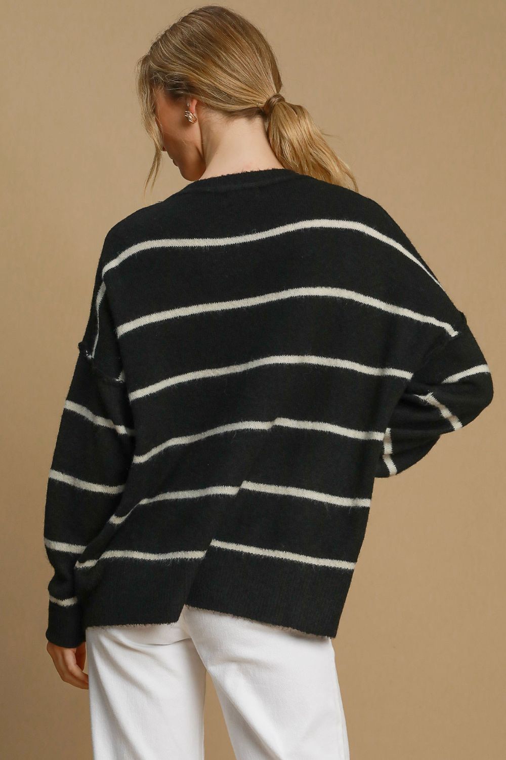 The Nicole Wool Blend Striped Round Neck Sweater