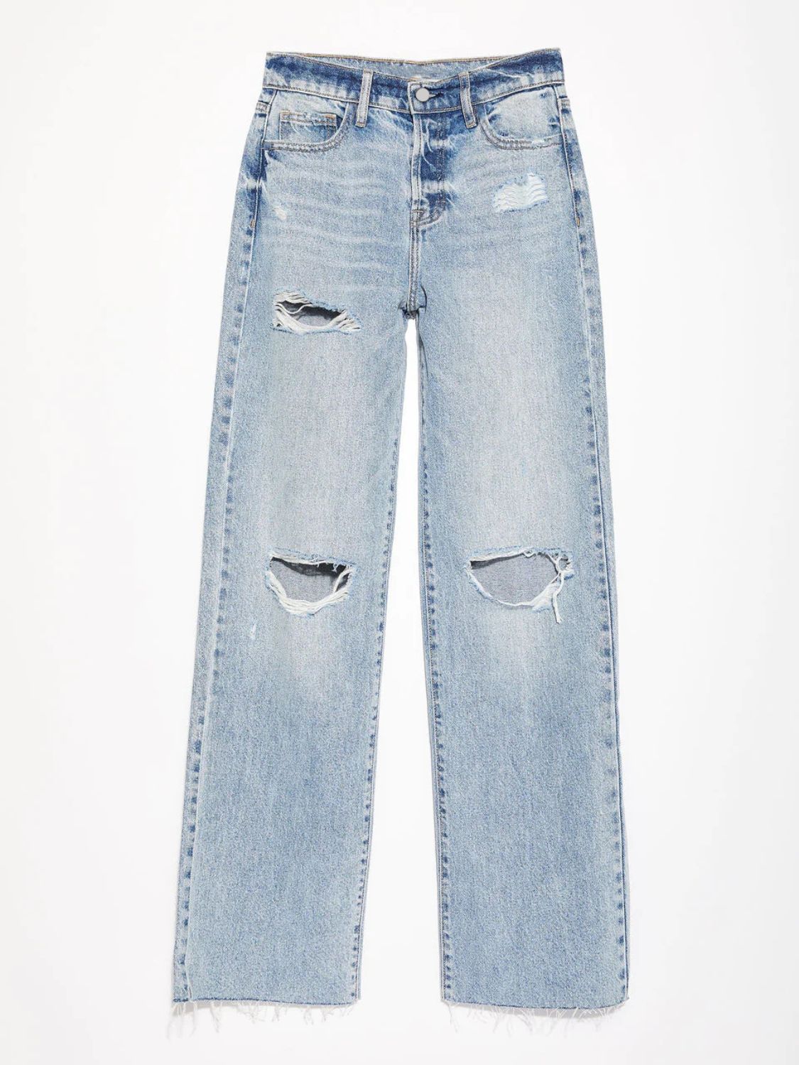 27616 Distressed Straight Leg Jeans with Pockets