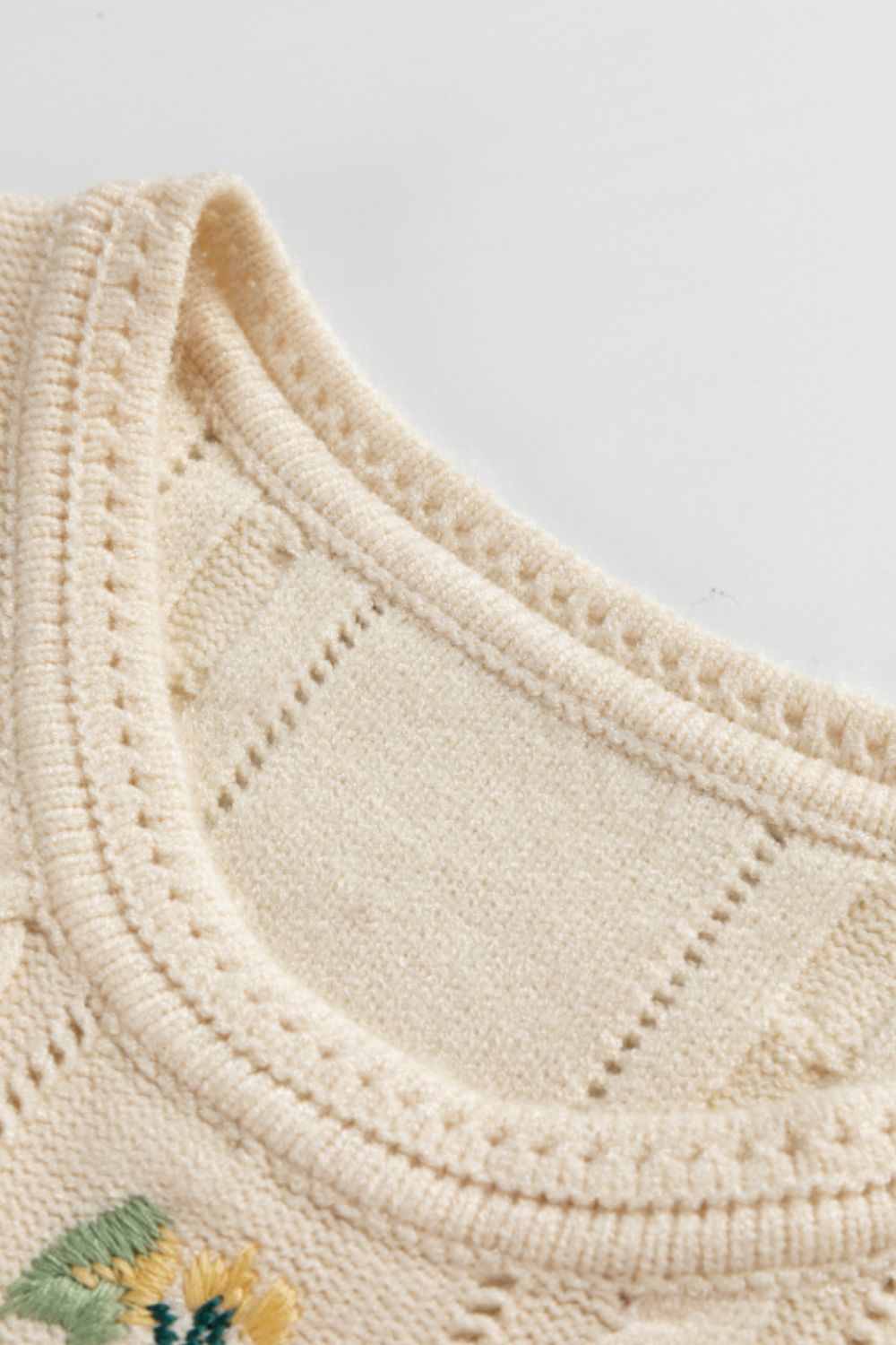 The Sammie Embroidered Cable-Knit Round Neck Sweater Vest