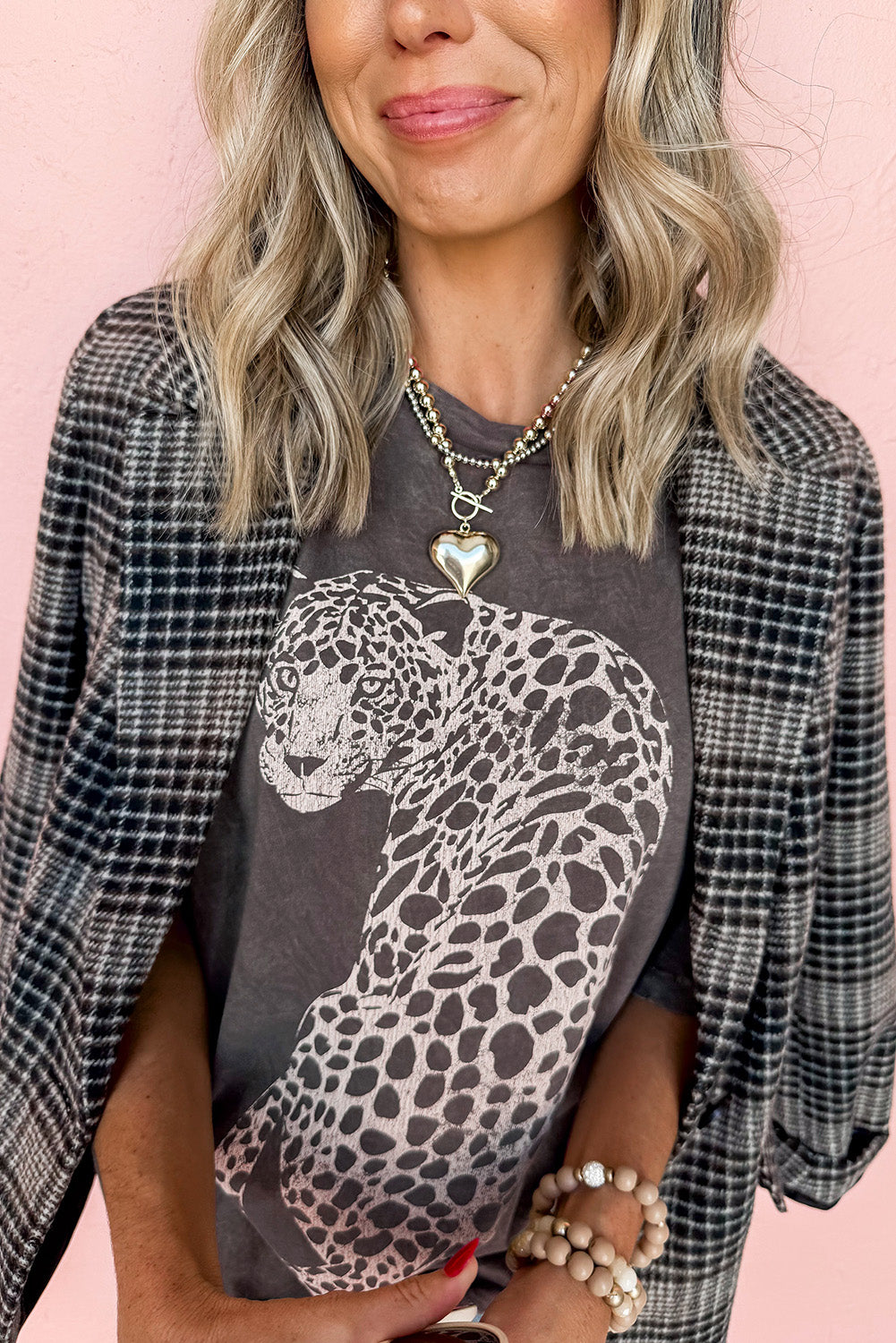 The Melinda Cheetah Mineral Wash Round Neck Half Sleeve T-Shirt