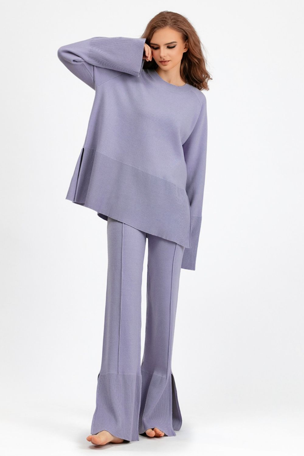 The Wendy Long Sleeve Top and Drawstring Pants Sweater Set