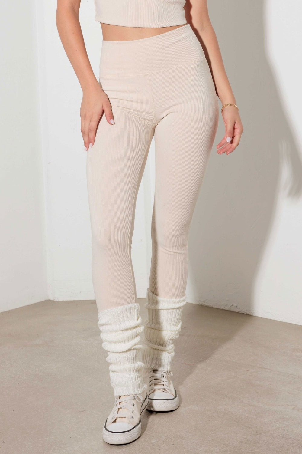 The Erin Ribbed Crop Cami and High Waist Brushed Leggings Set