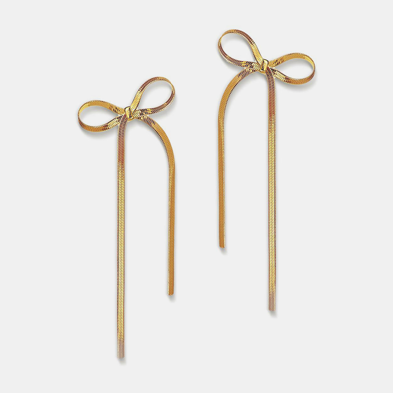 Izabella Collection Stainless Steel Bow Bar Earrings