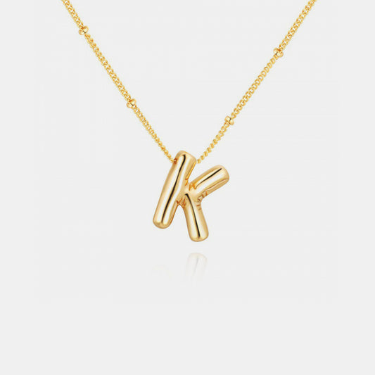 Izabella Collection Gold-Plated Bubble Initial Necklace