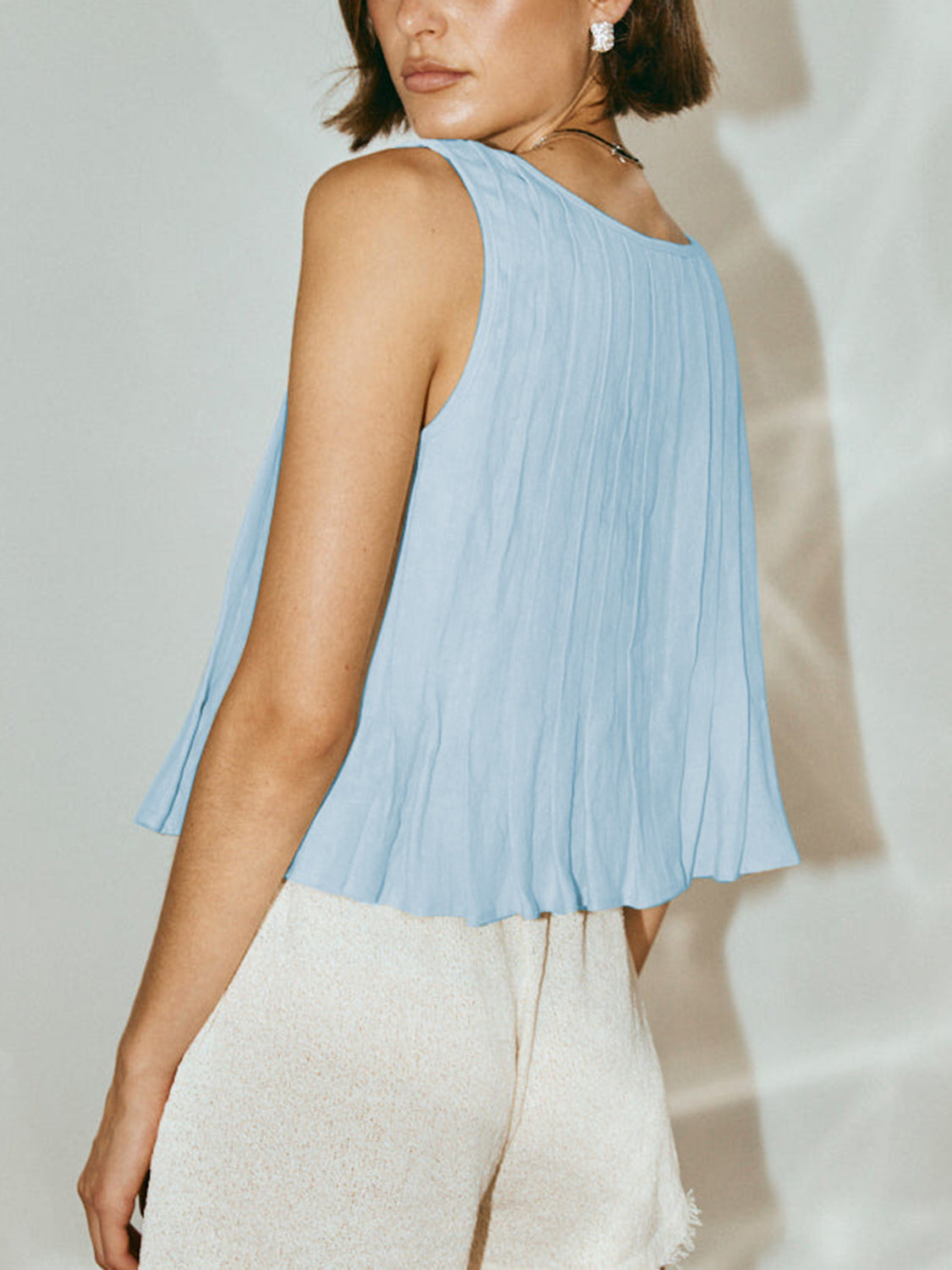 The Holly Pleated Tied Round Neck Vest