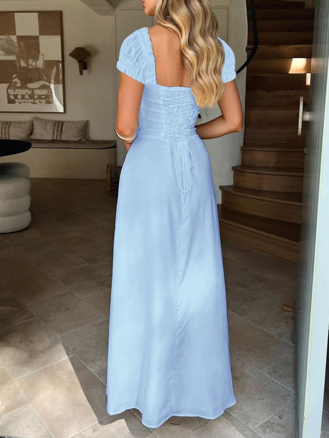 The Hunter Sweetheart Neck Short Sleeve Maxi Dress