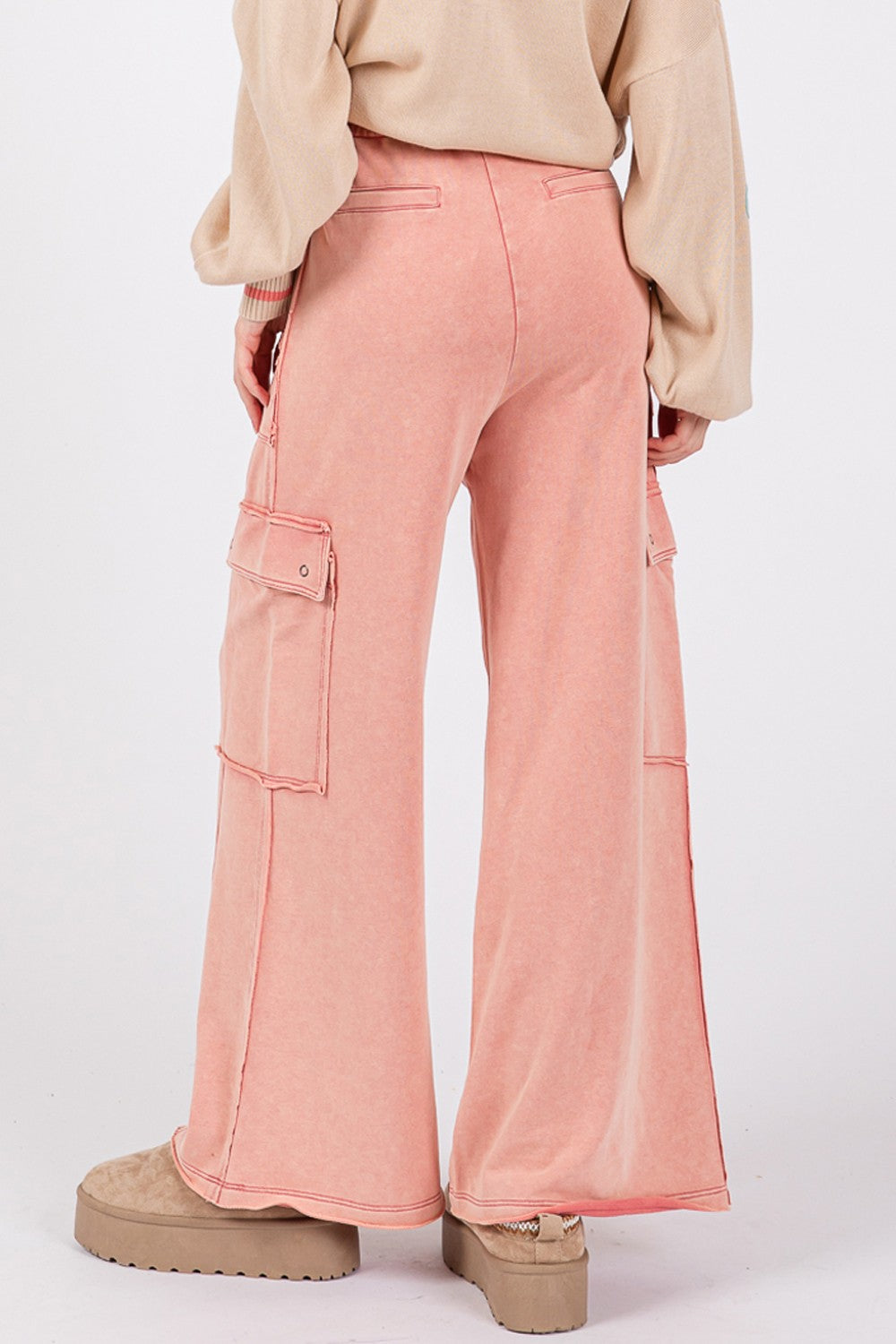 The Zoe Knit Terry Mineral Wash Wide Leg Pants