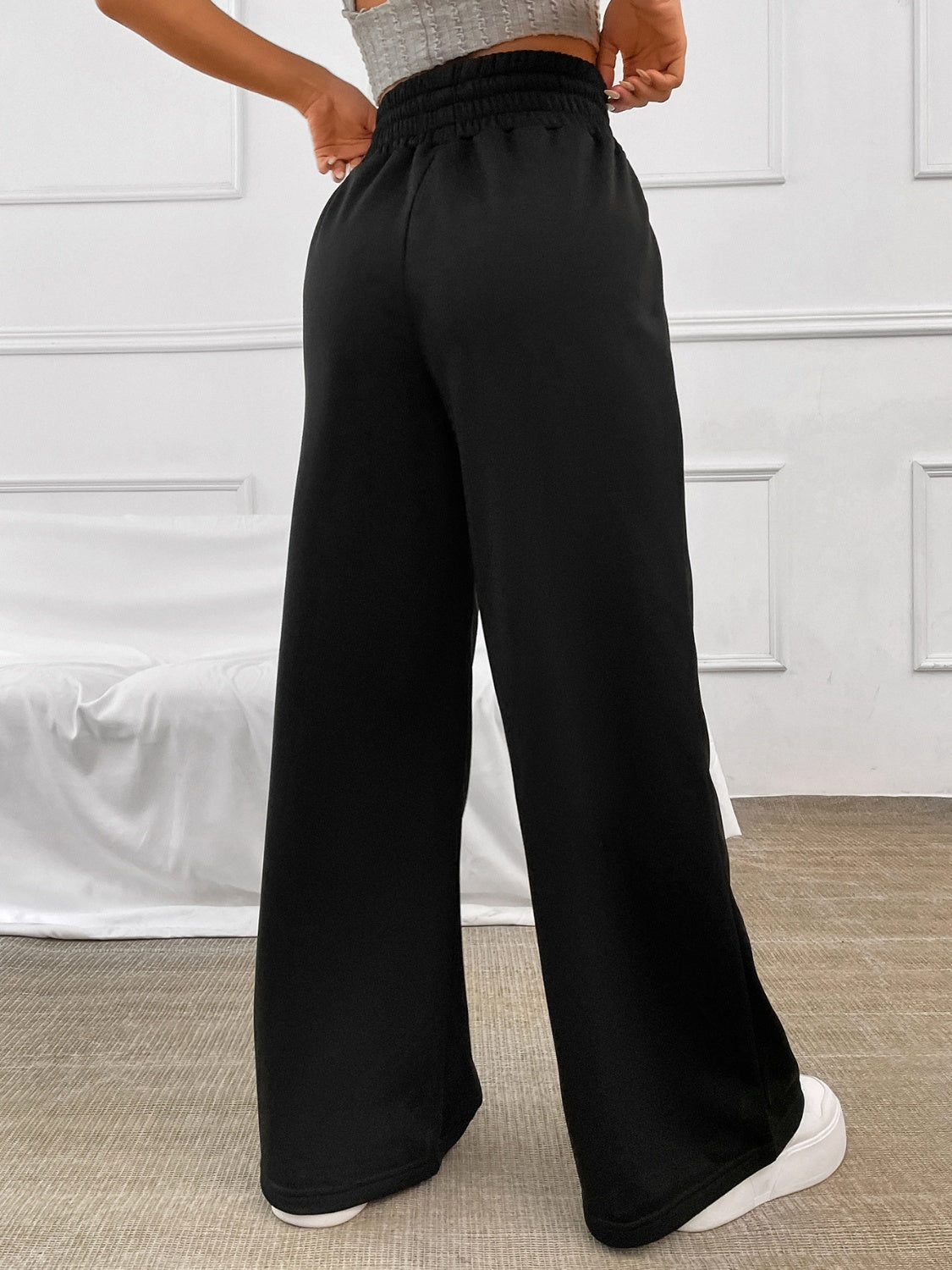 The Kimberly Drawstring Elastic Waist Wide Leg Pants