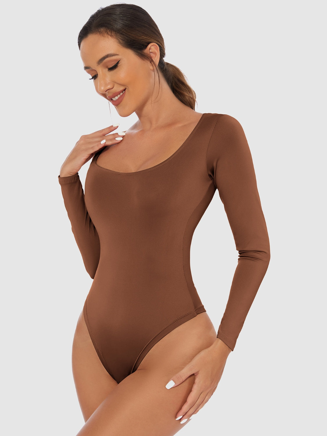 The Zoe Scoop Neck Long Sleeve Bodysuit