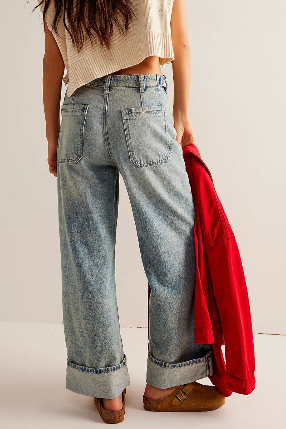 The Samantha Washed Wide Leg Jeans with Pockets