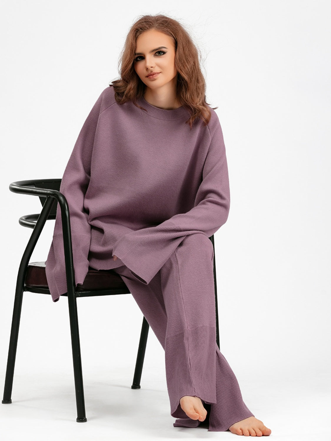 The Wendy Long Sleeve Top and Drawstring Pants Sweater Set