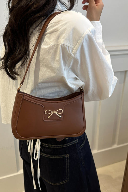 The Bella Bow Trim PU Leather Shoulder Bag