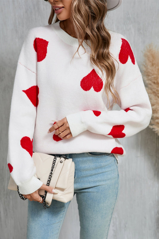 The Annaleigh Wings Heart Round Neck Dropped Shoulder Sweater