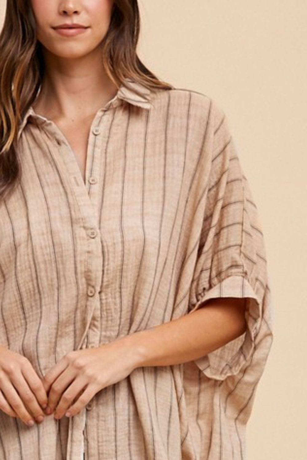 The Melanie Striped Button Up Half Sleeve Shirt