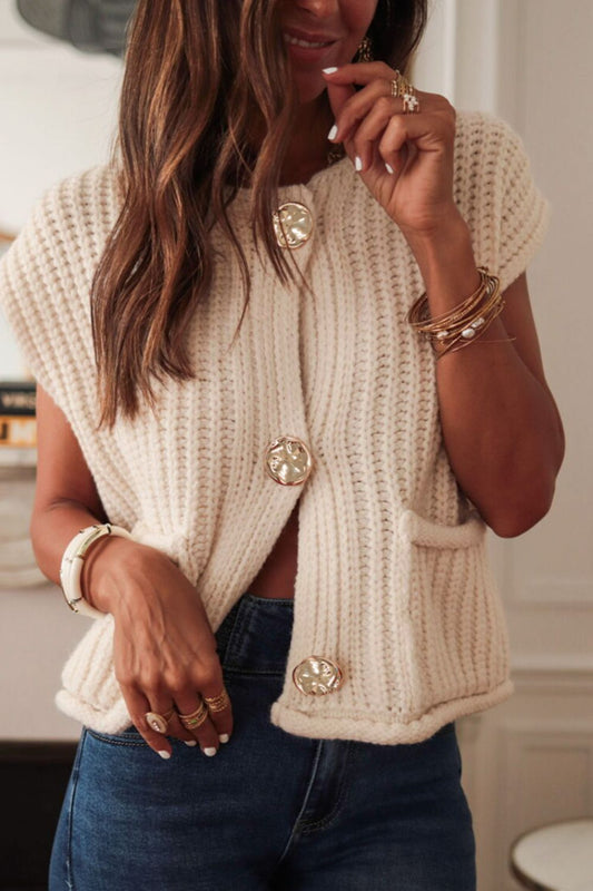 The Wendy Button Down Sweater Vest with Pockets