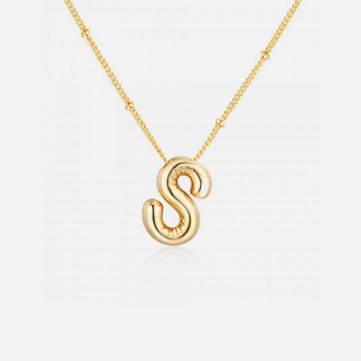 Izabella Collection Gold-Plated Bubble Initial Necklace