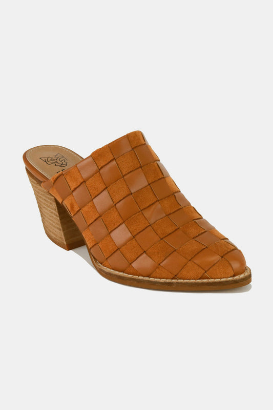 The Raleigh Woven Checkerboard Block Heel Mule Shoes