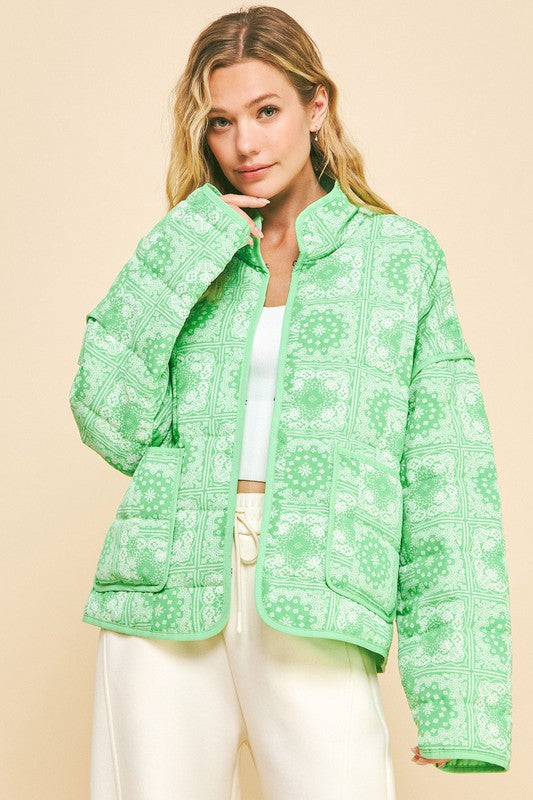 The Loriel Vintage Print Open Front Jacket with Pockets