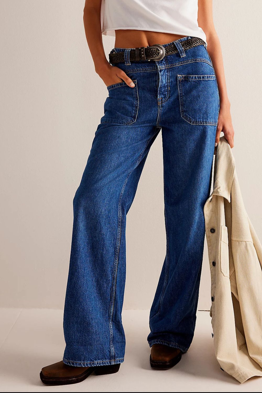 The Samantha Washed Wide Leg Jeans with Pockets