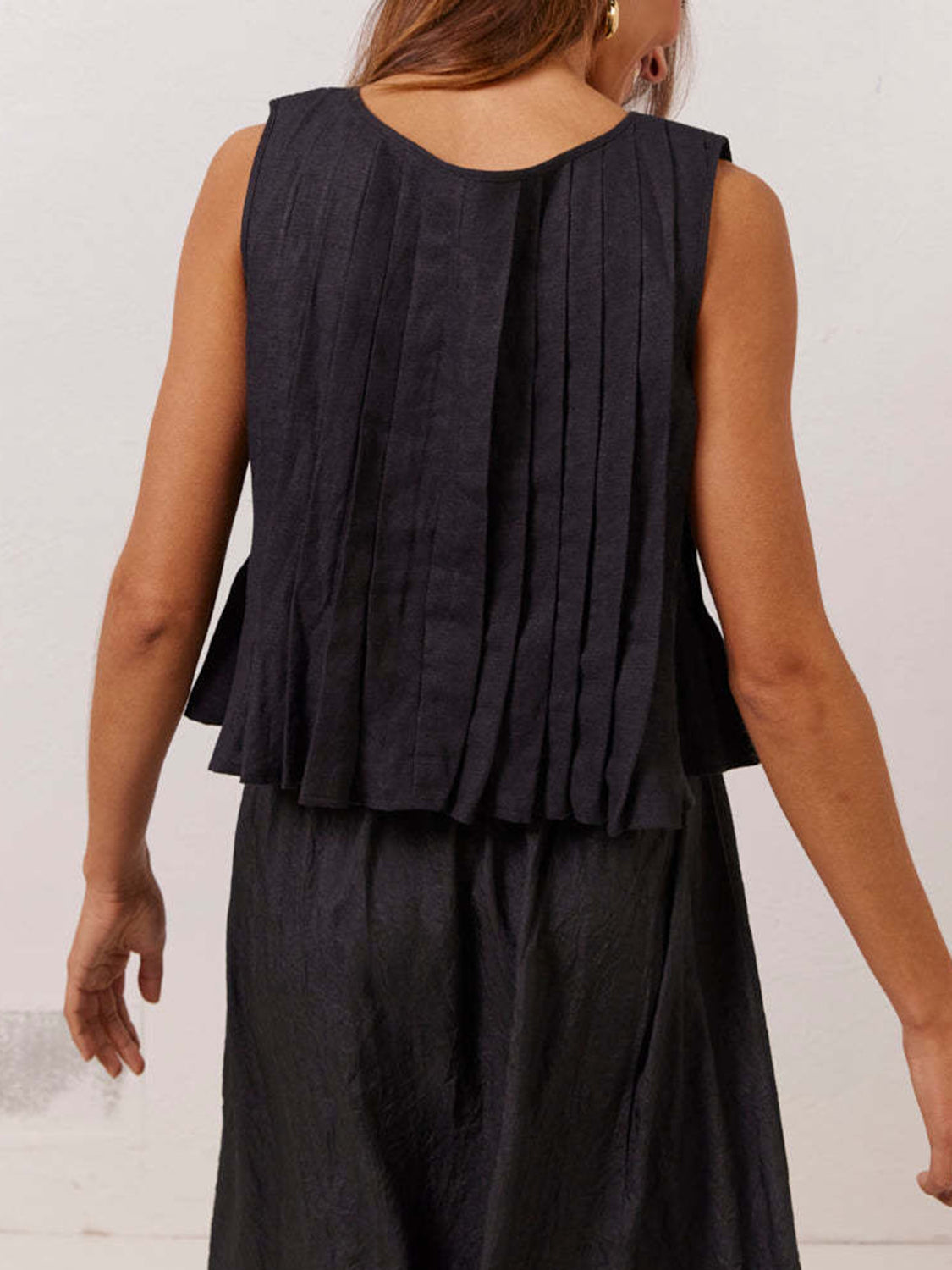 The Holly Pleated Tied Round Neck Vest