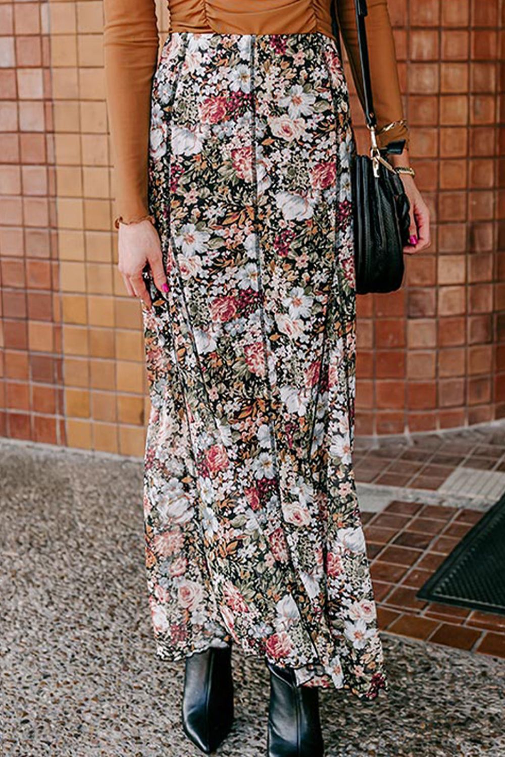 The Danica Floral Elastic Waist Maxi Skirt