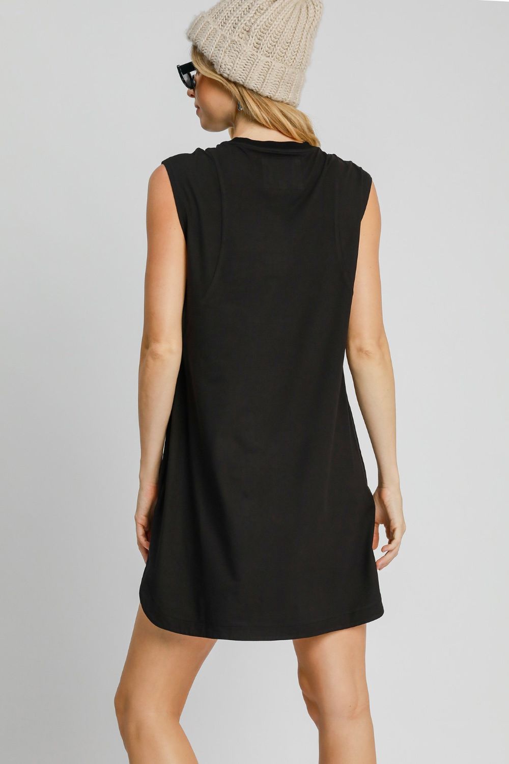 The Malissa Sleeveless High-Low Curved Hemline Mini Dress