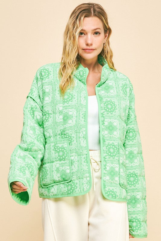 The Loriel Vintage Print Open Front Jacket with Pockets