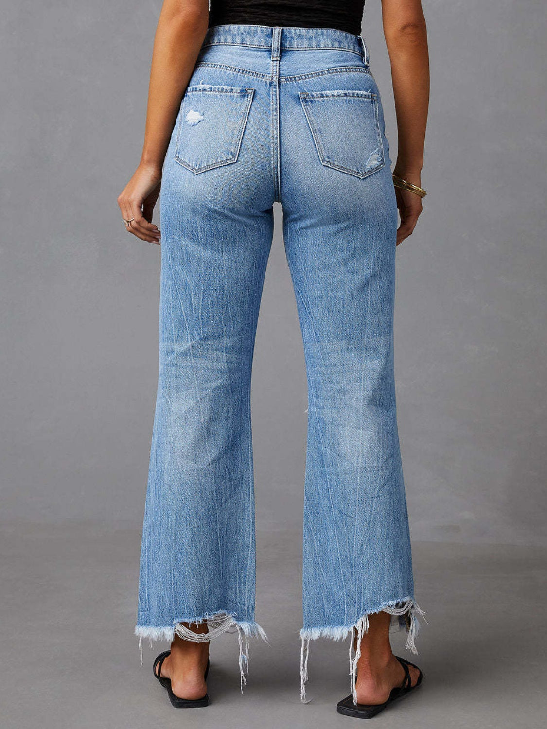 27615 Distressed Raw Hem Jeans with Pockets