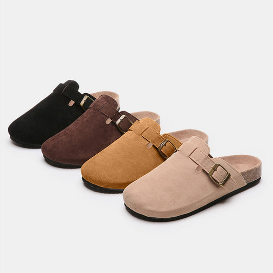 The Stephanie Suede Closed Toe Buckle Slide