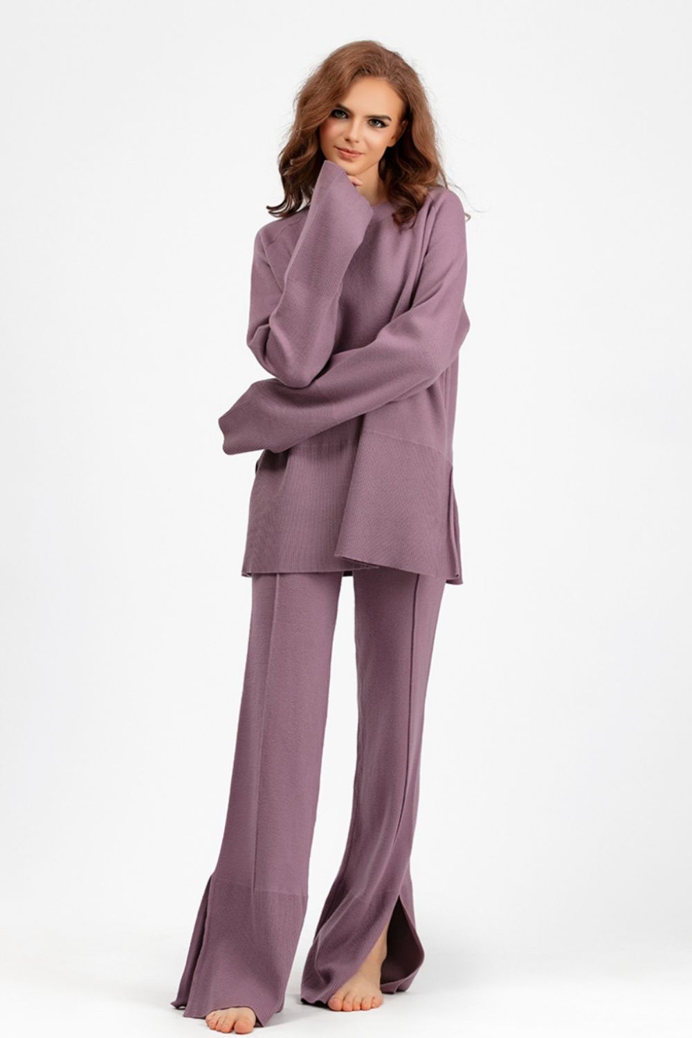 The Wendy Long Sleeve Top and Drawstring Pants Sweater Set